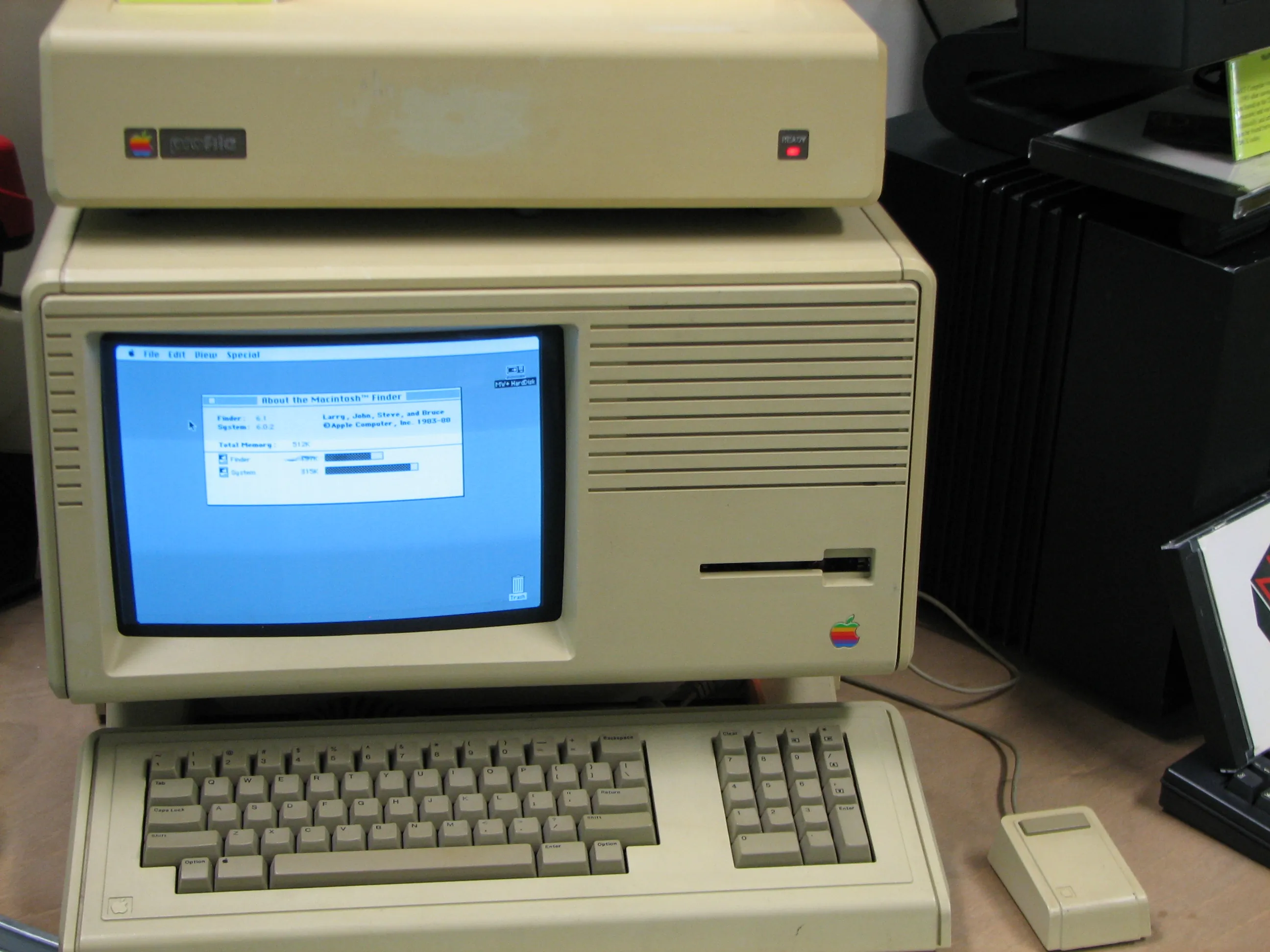 Vintage Macintosh XL computer hardware on display